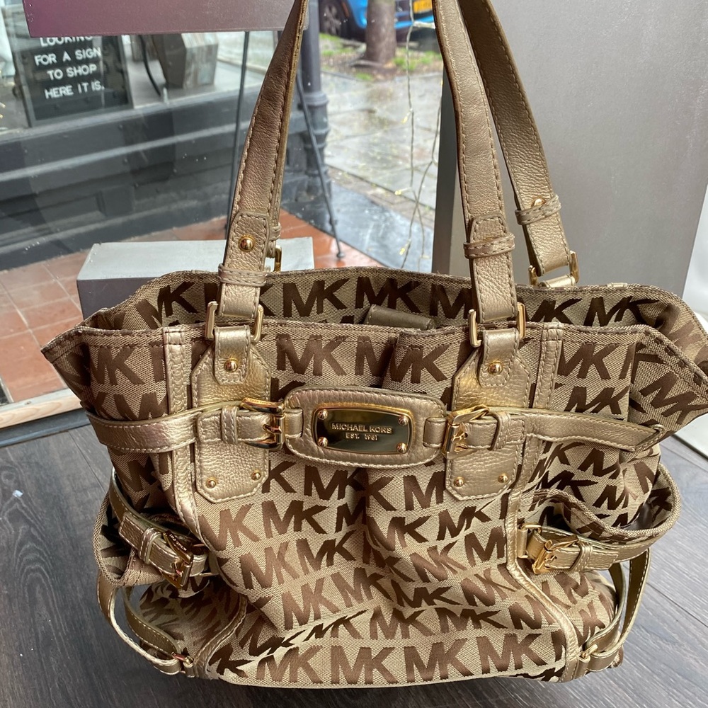 Michael Kors Monogram Gold Bag